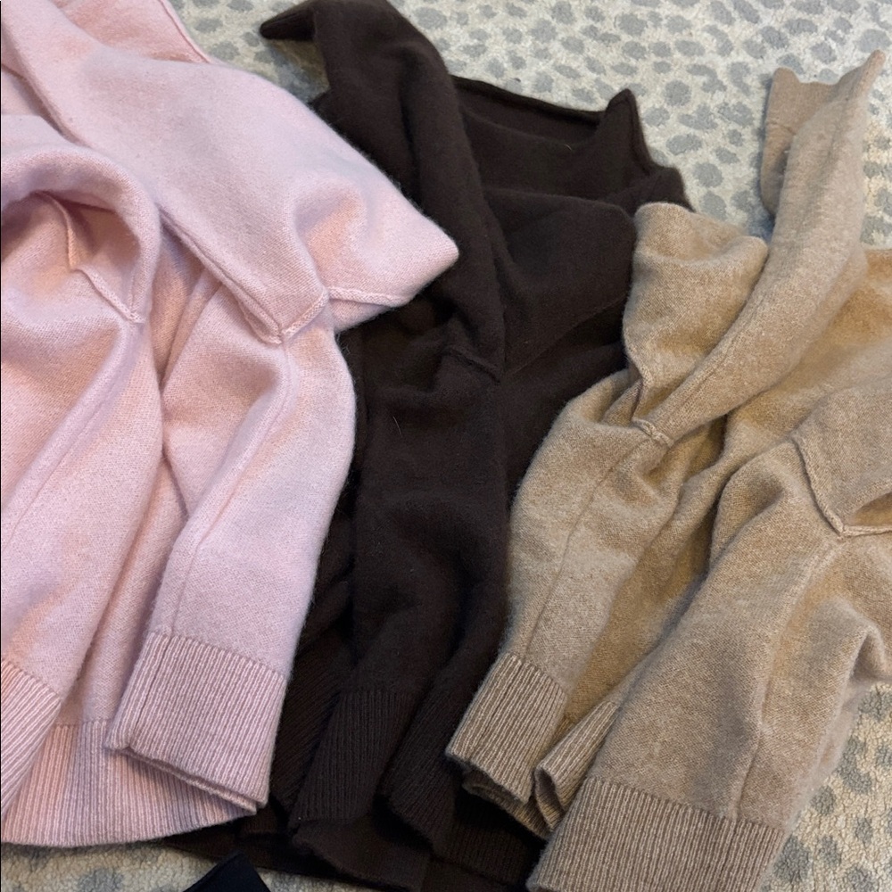 Anthropologie Pilcro Ayani Cashmere Sweater set - Chocolate brown, Pink, and Tan - Picture 12 of 15